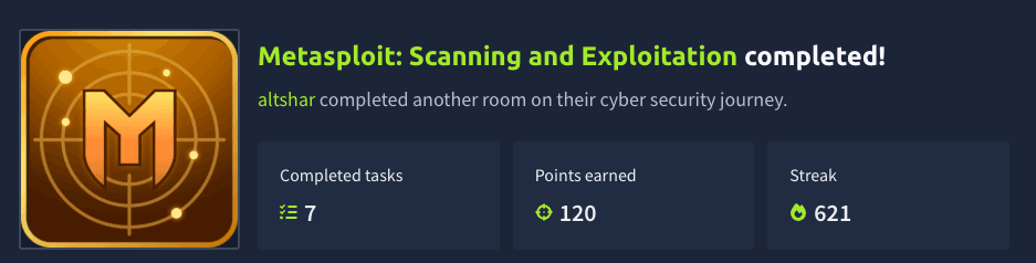 Metasploit: Scanning and Exploitation (TryHackMe)